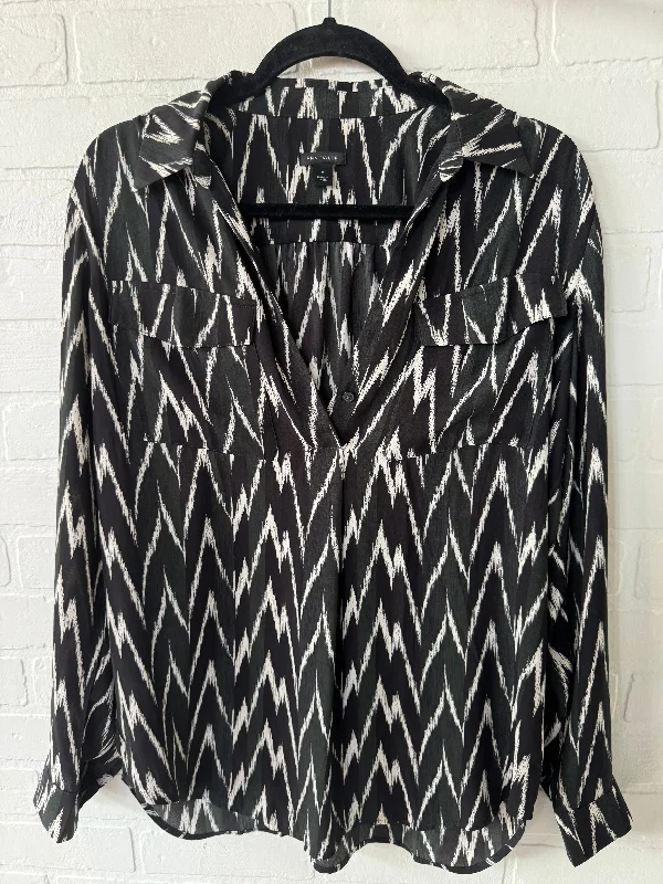 Top Long Sleeve By Ann Taylor In Black & Green, Size: M