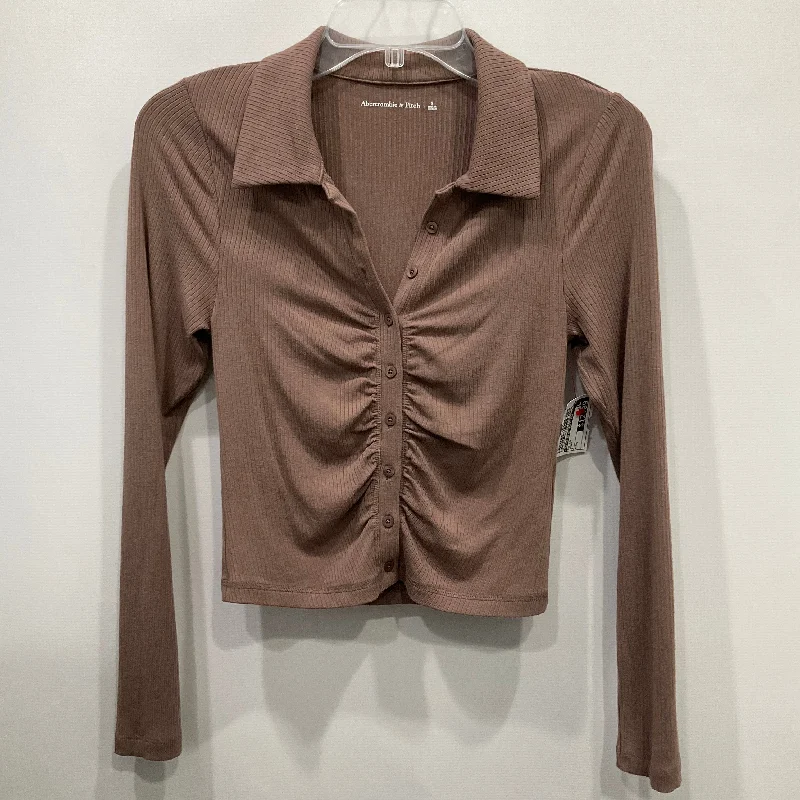 Top Long Sleeve By Abercrombie And Fitch In Brown, Size: S