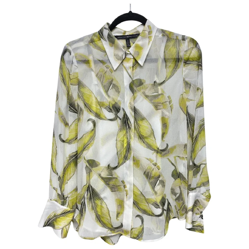 Top 2pc Long Sleeve By White House Black Market In White & Yellow, Size: 0