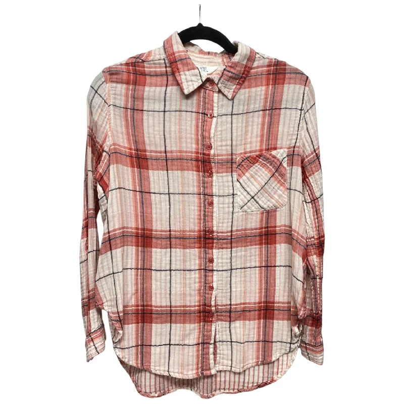 Top Long Sleeve By Time And Tru In Plaid Pattern, Size: S