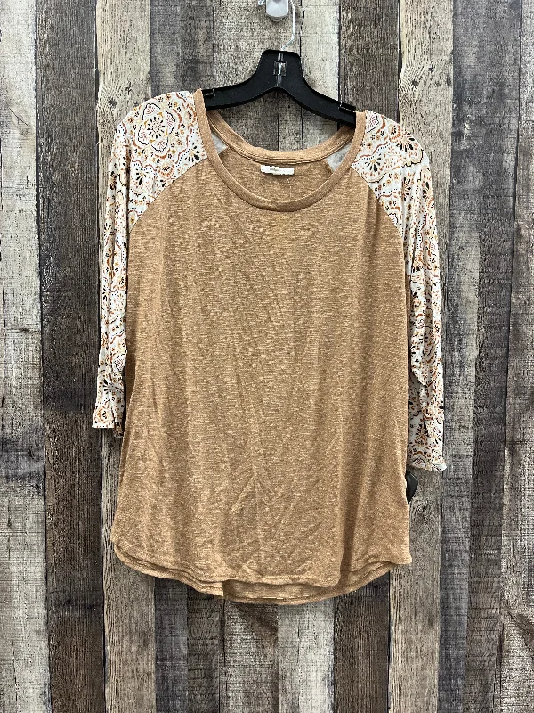 Top 3/4 Sleeve By Maurices In Tan, Size: L