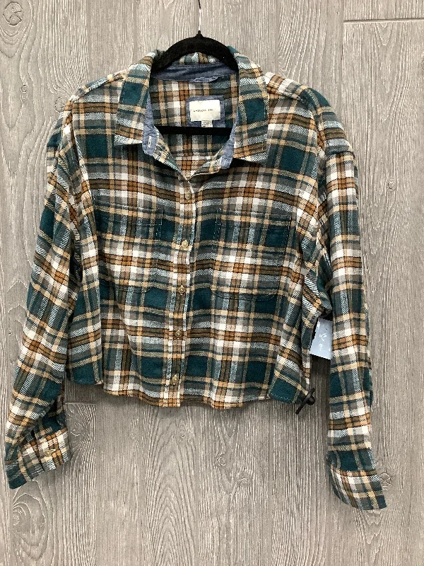 Top Long Sleeve By American Eagle In Plaid Pattern, Size: Xl