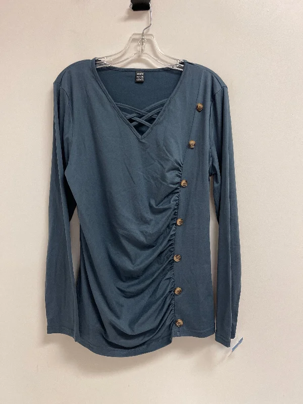 Top Long Sleeve By Shein In Blue, Size: Xl