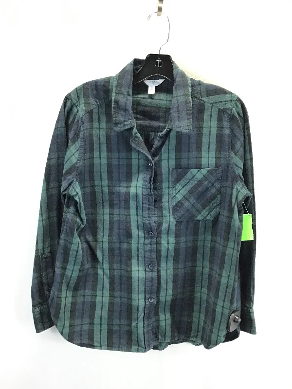 Top Long Sleeve By Time And Tru In Blue & Green, Size: M