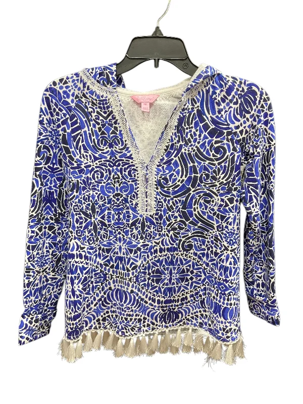 Top Long Sleeve Designer By Lilly Pulitzer In Blue, Size: Xxs