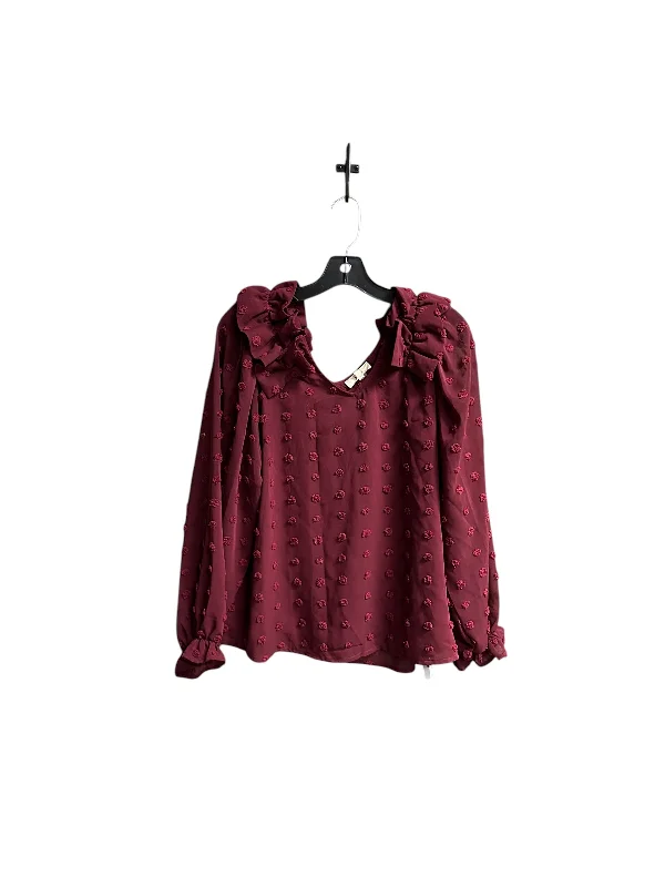 Top Long Sleeve By Entro In Maroon, Size: S