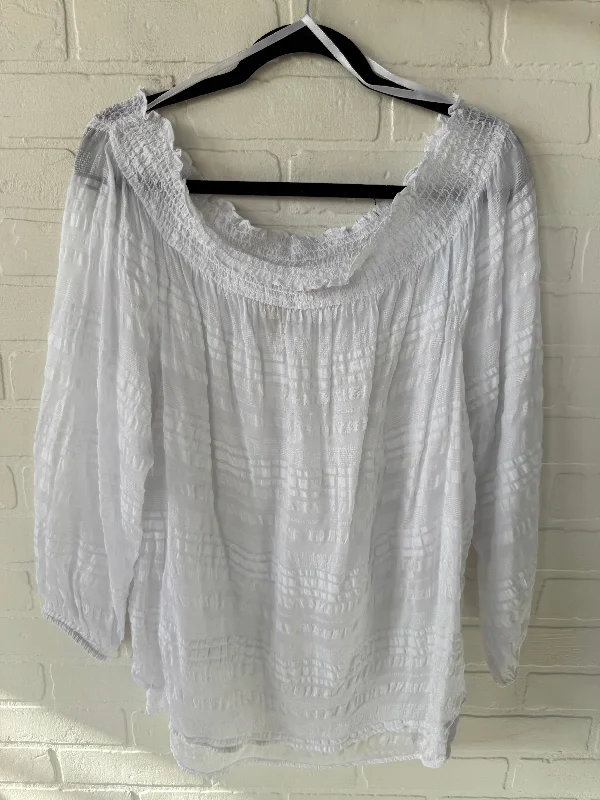 Top Long Sleeve By Michael By Michael Kors In White, Size: Xl