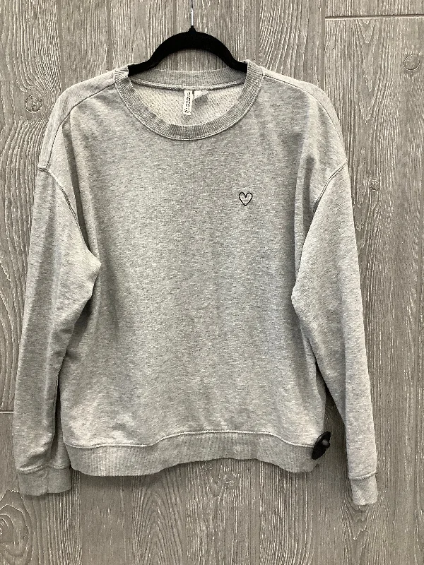 Top Long Sleeve By Divided In Grey, Size: L