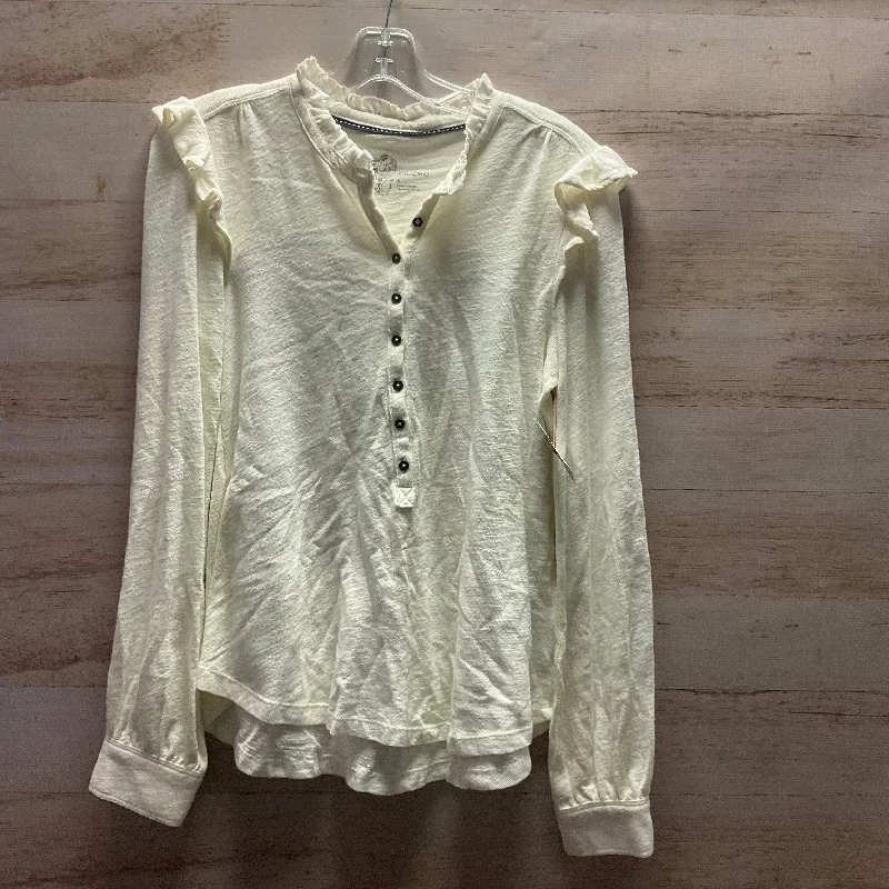 Top Long Sleeve By Anthropologie In Cream, Size: S