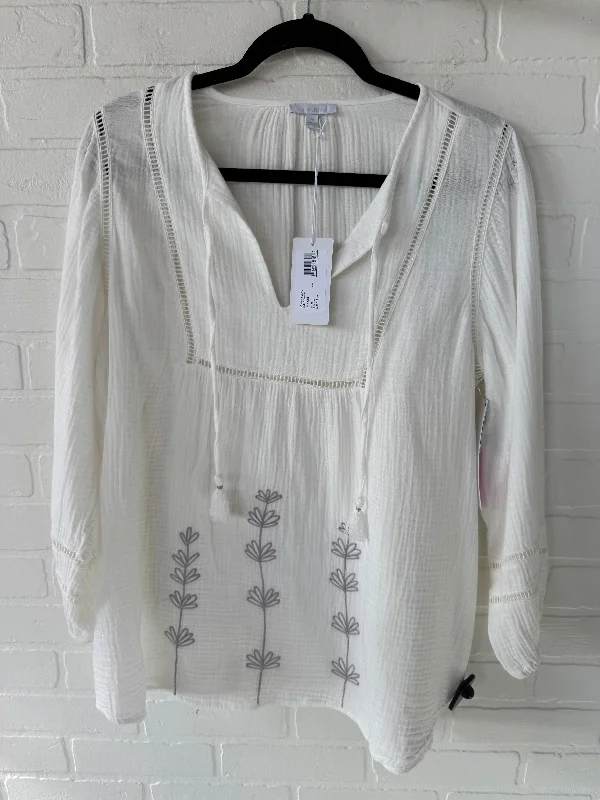 Top Long Sleeve By Johnny Was In White, Size: M