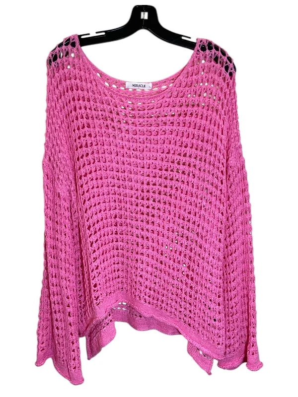 Top Long Sleeve By Miracle In Pink, Size: L