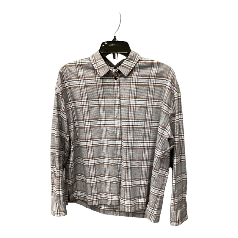 Top Long Sleeve By Madewell In Plaid Pattern, Size: Xs