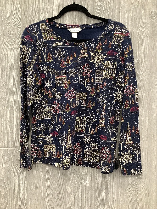 Top Long Sleeve Basic By Christopher And Banks In Navy, Size: S