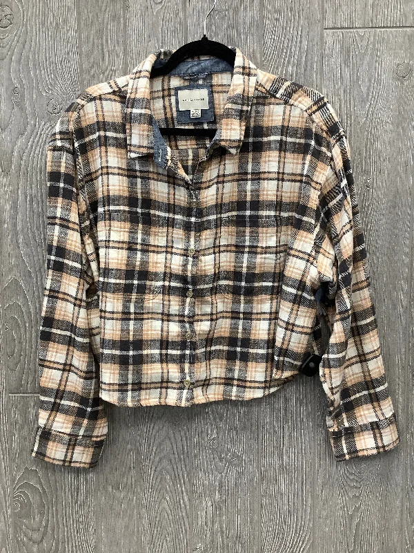 Top Long Sleeve By American Eagle In Plaid Pattern, Size: Xl