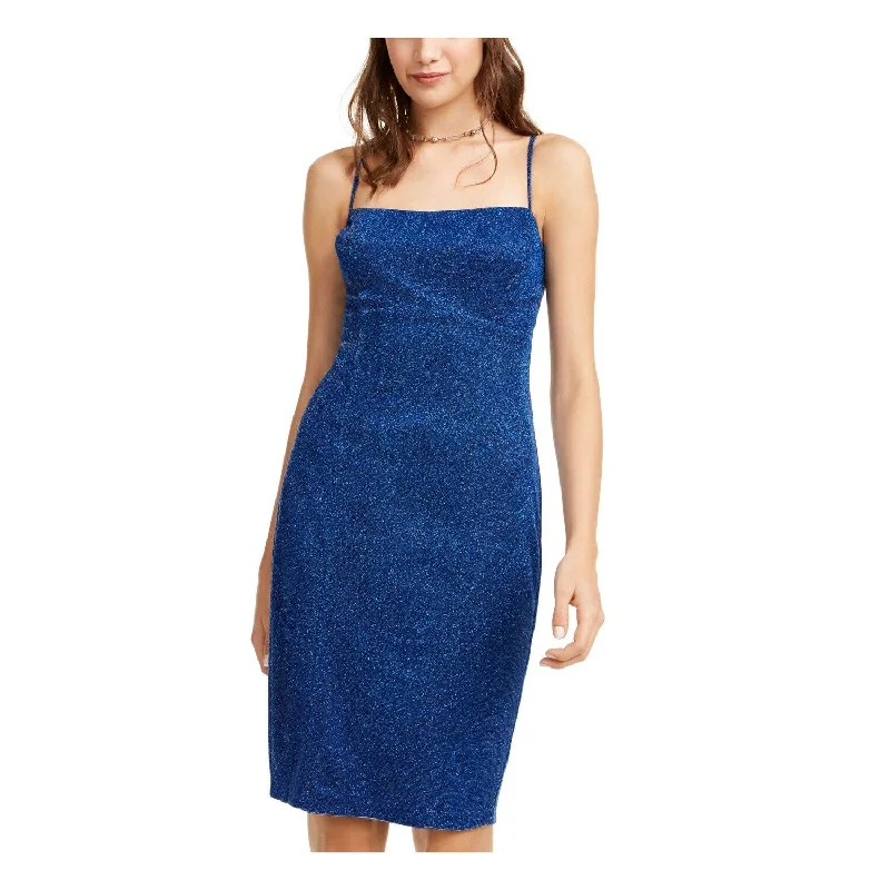 Jump Apparel Junior's Metallic Cocktail and Party Dress Blue Size 13/14 - 14