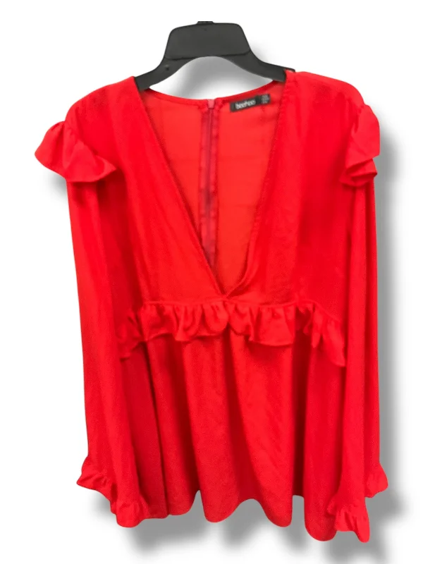 Tunic Long Sleeve By Boohoo Boutique In Red, Size: 3x