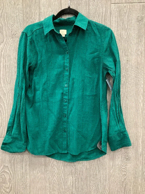 Top Long Sleeve By A New Day In Green, Size: Xs