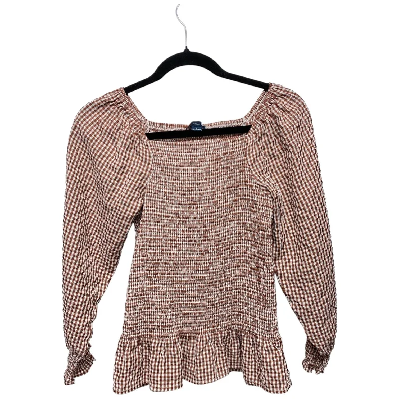 Top Long Sleeve By Clothes Mentor In Brown & White, Size: S