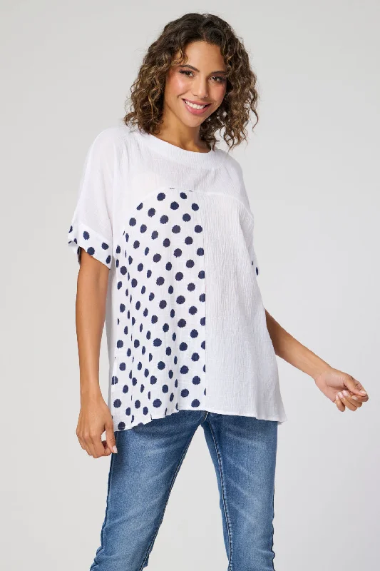 Saloos Cotton Cut About Spotted  Top