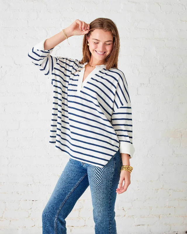 Cream/Navy Stripe