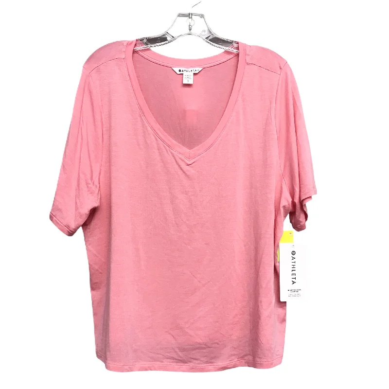 Athletic Top Short Sleeve By Athleta In Peach, Size: L