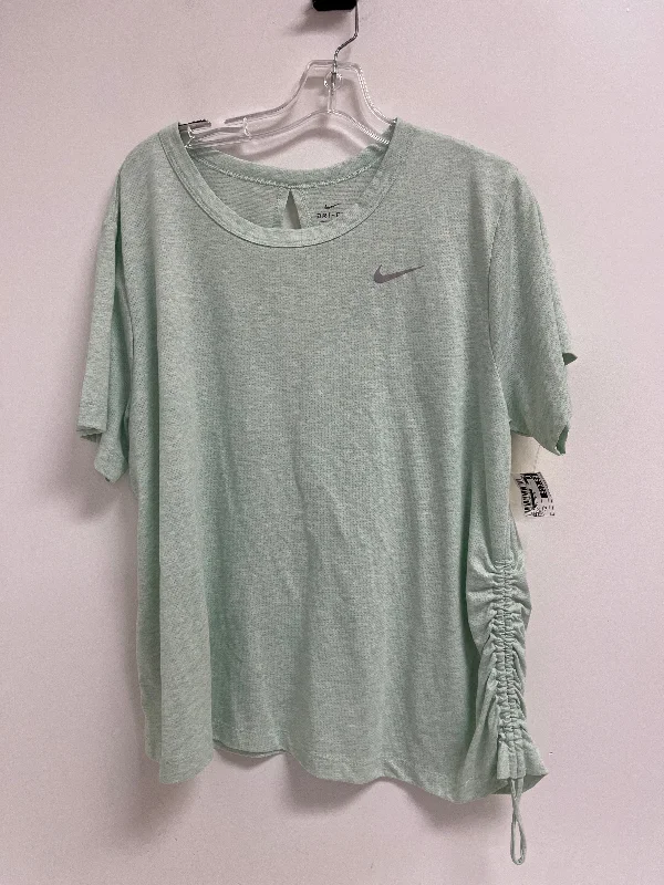 Athletic Top Short Sleeve By Nike In Green, Size: 1x