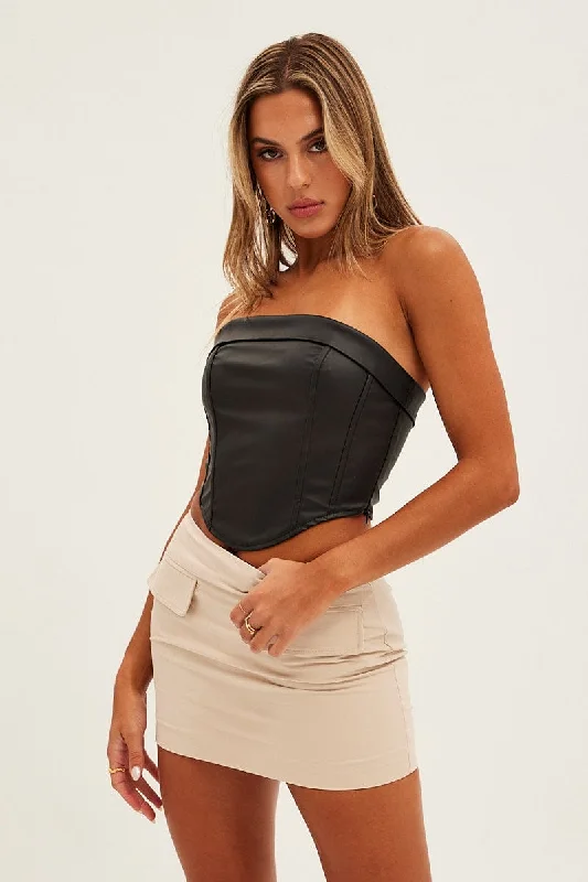 Beige Low Rise Skirt Mini