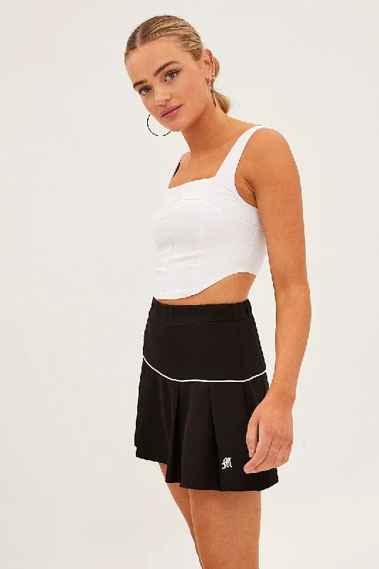 Black Pleated Tennis Mini Skort