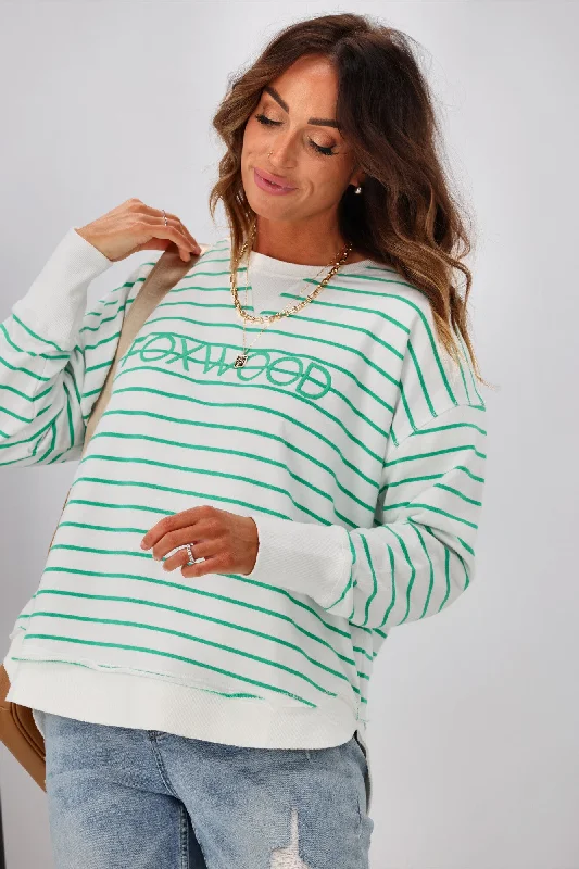 Foxwood Simplified Stripe Crew Green