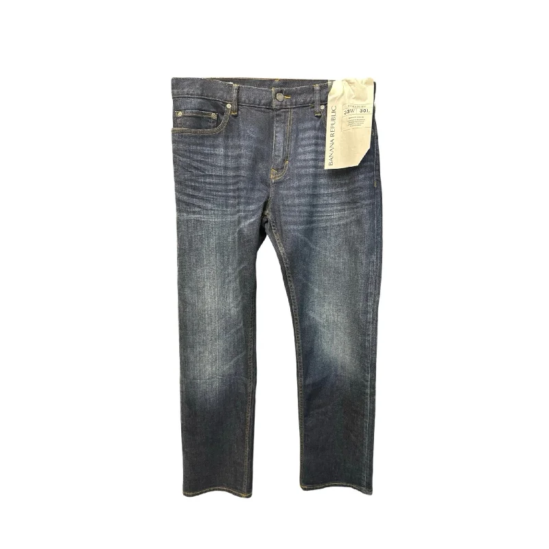 Jeans Straight By Banana Republic In Blue Denim, Size: 16