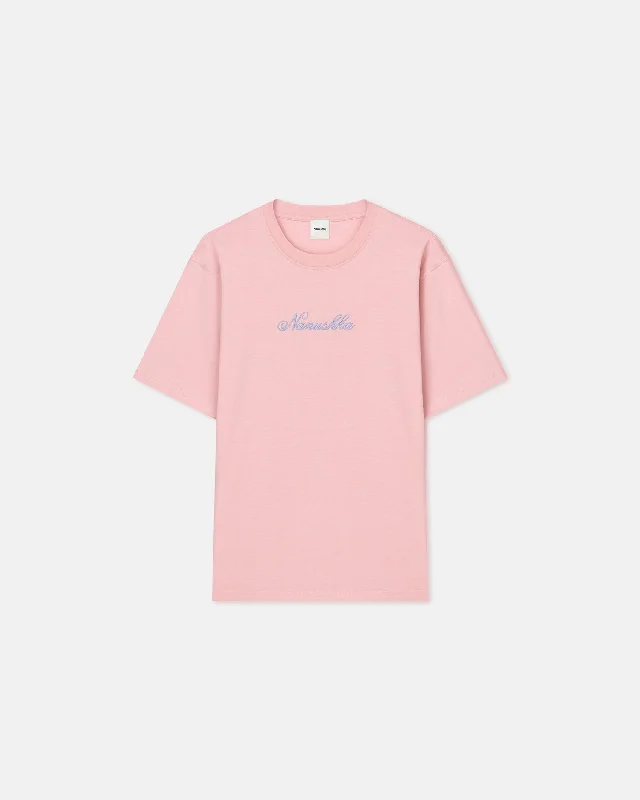 Reece - Embroidered Cotton-Jersey T-Shirt - Pink/Blue