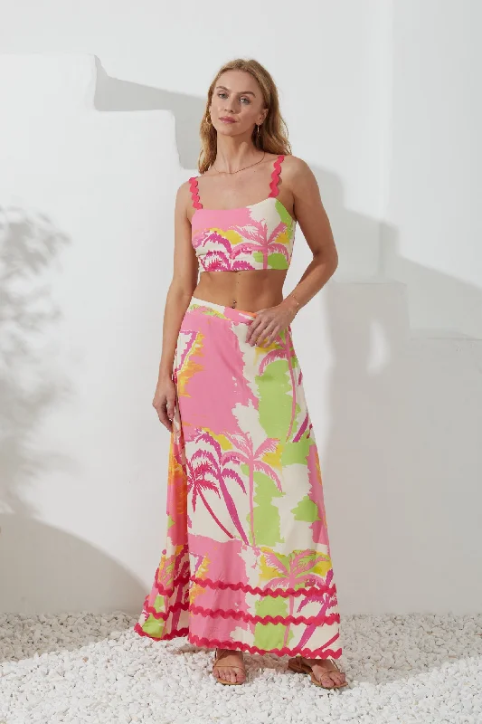 Paradisio Pink Tropical Ric Rac Maxi Skirt