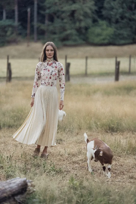 Pleated Skirt 35"-Ivory