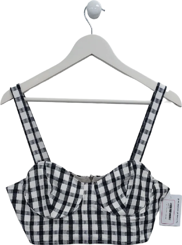 River Island White Gingham Bralette UK 14