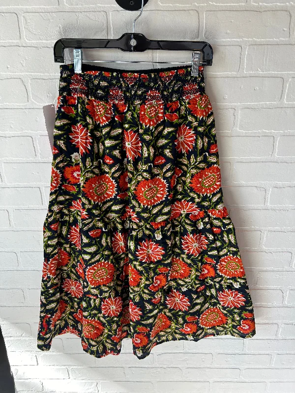 Skirt Midi By Evereve In Blue & Orange, Size: 8