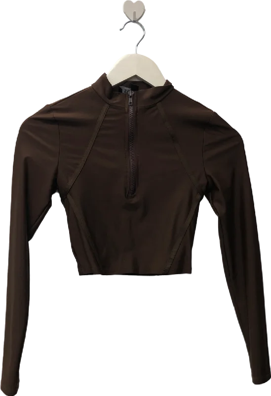 sorella Brown Quarter Zip Gym Top UK XS