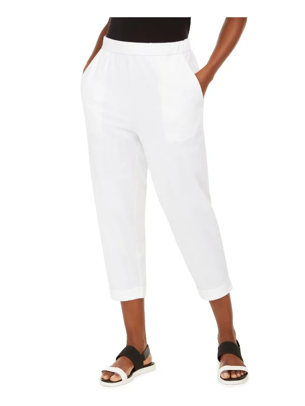 Petites Womens Organic Cotton Slouchy Cropped Pants