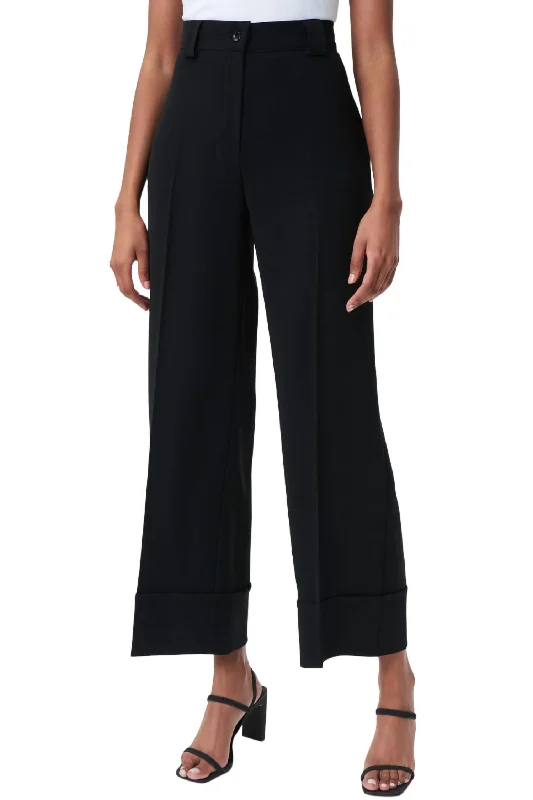 Twill Wide Leg Pants In Black