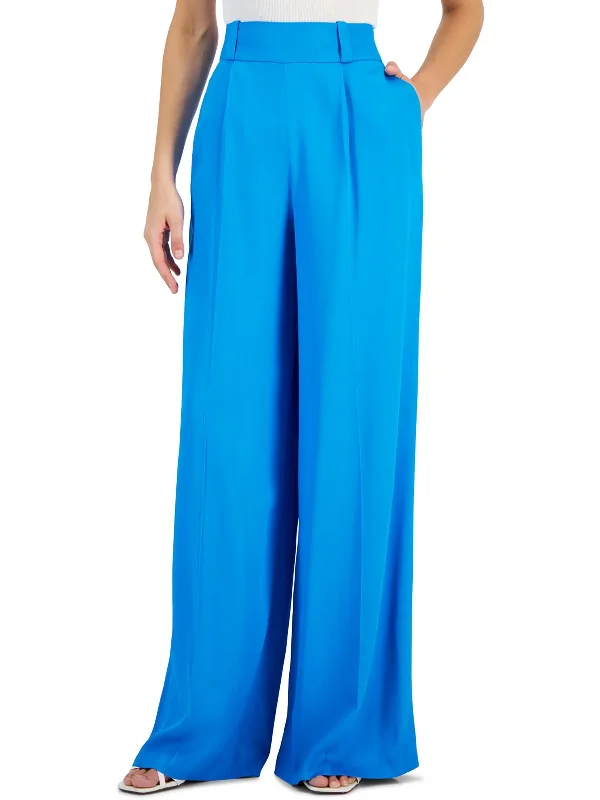 Womens Ribbed Viscose Wide Leg Pants