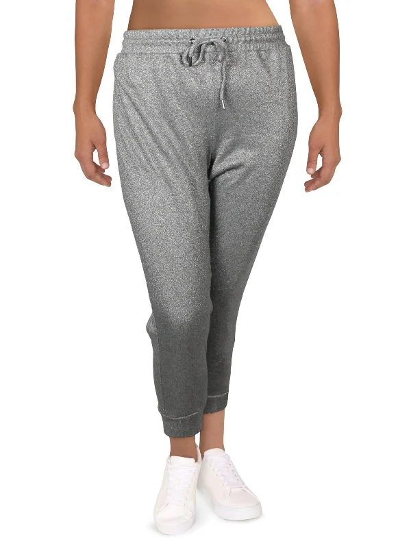 Womens Threaded Metallic Jogger Pants