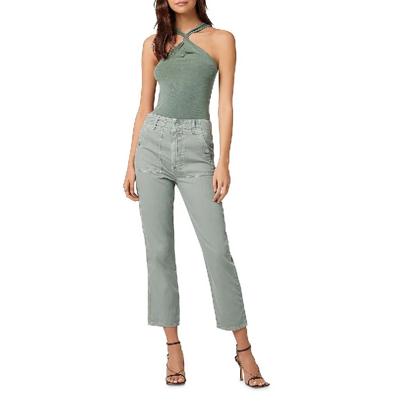 Womens Twill High-Waist Ankle Pants