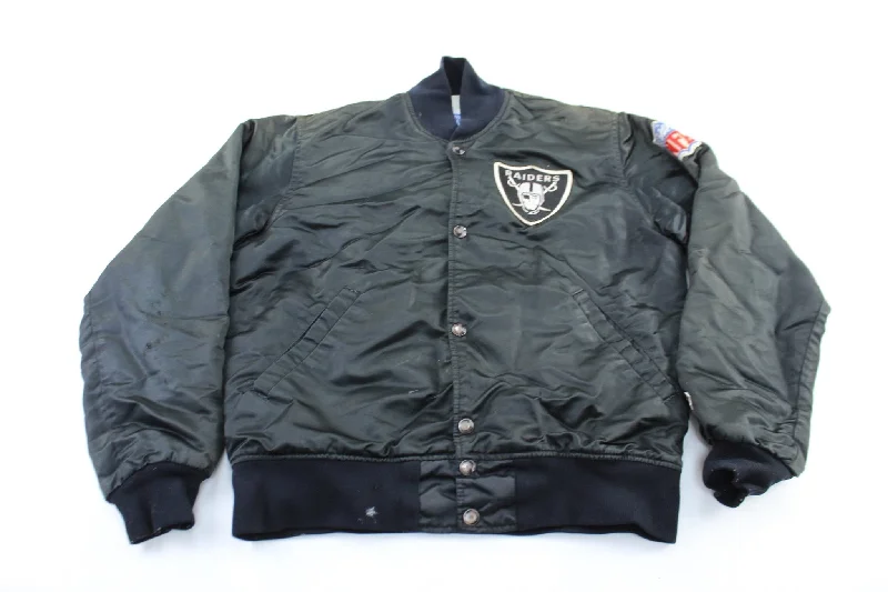 90's Starter Embroidered Logo Oakland Raiders Bomber Jacket