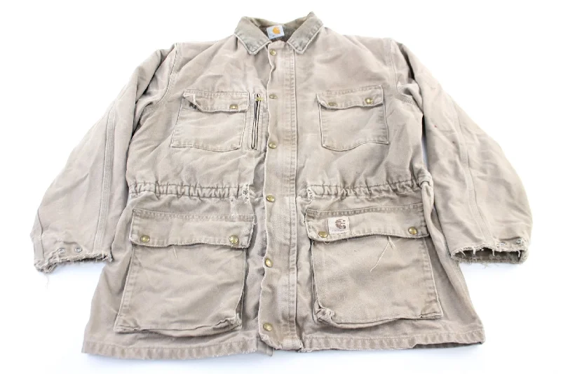 Carhartt Logo Patch Beige Blanket Lined Ranch Jacket