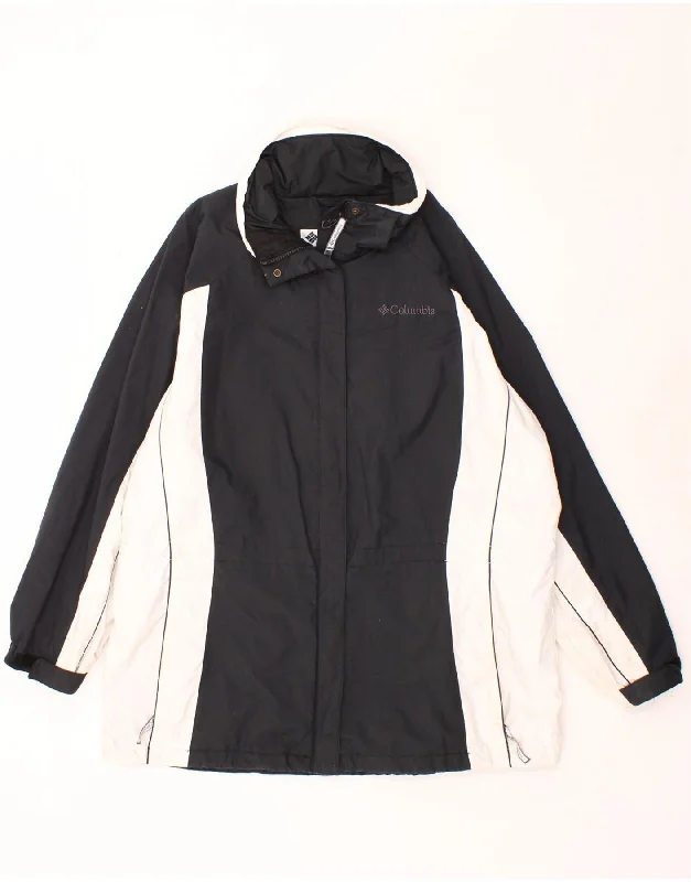 COLUMBIA Womens Rain Jacket UK 18 XL Black Colourblock Nylon