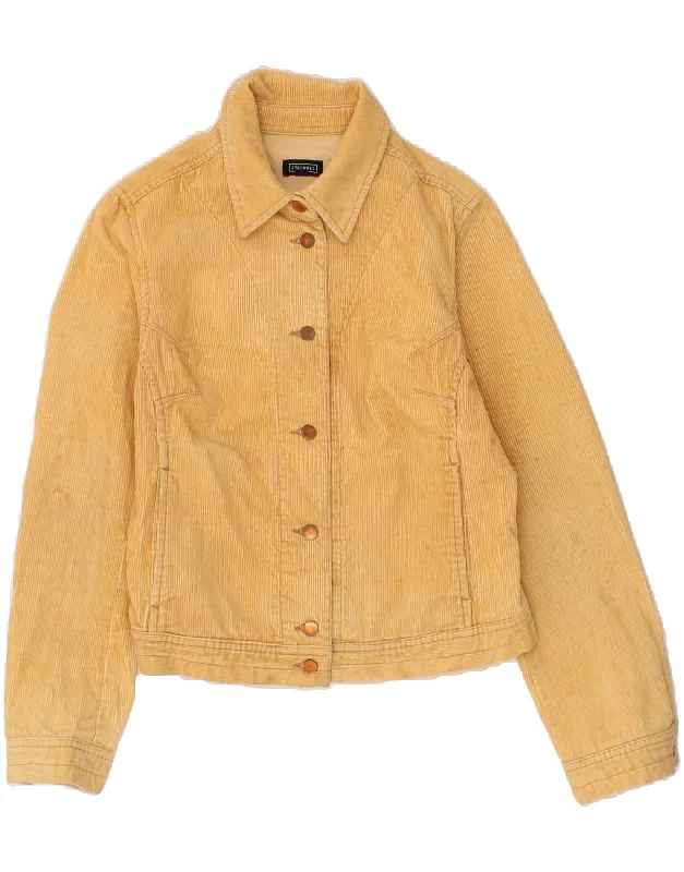 STEFANEL Womens Crop Corduroy Jacket UK 10 Small Yellow Cotton