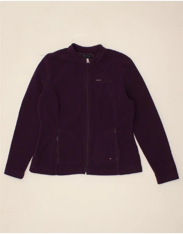 TOMMY HILFIGER Womens Fleece Jacket UK 16 Large Purple Polyester