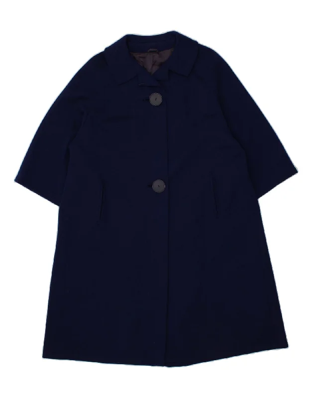 VINTAGE Womens Overcoat UK 18 XL Navy Blue