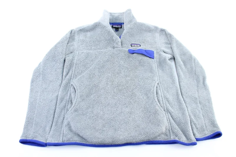 Women's Patagonia Logo Patch Grey & Blue Pullover Jacket