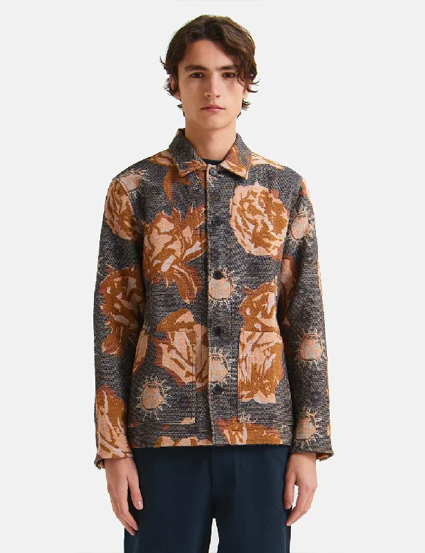 Wood Wood Fabian Jacquard Overshirt - Navy Blue