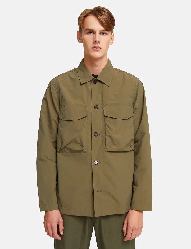 Wood Wood Fabian Tech Overshirt - Olive Green